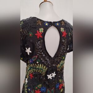 MULTICOLORED VINTAGE FLORAL BEADED DRESS